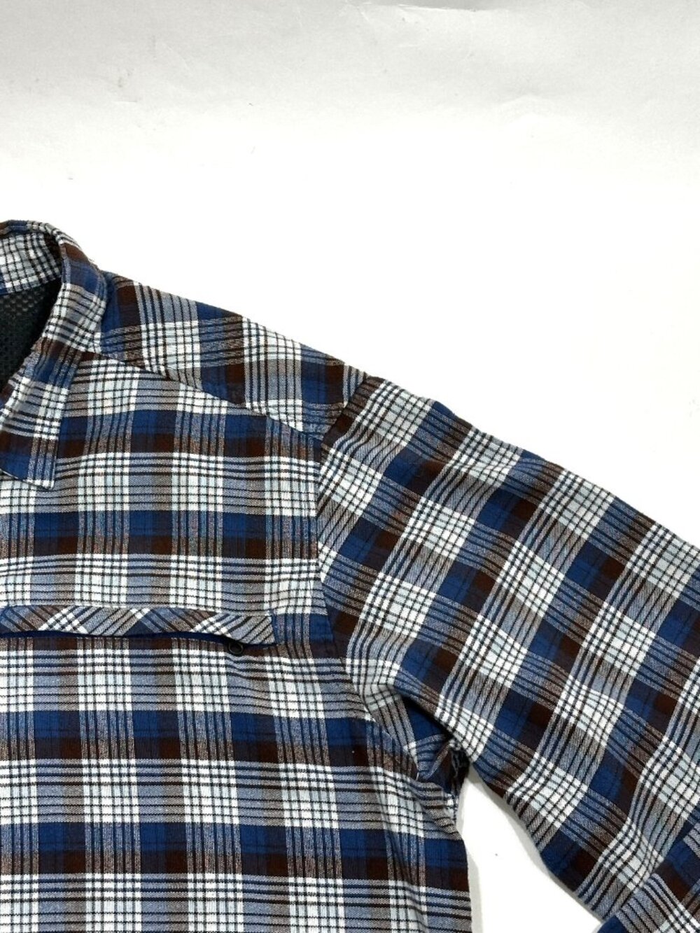 ExOfficio Men's XL Plaid Button Up Shirt Blue Brown White Long Sleeve Outdoor - Picture 5 of 16